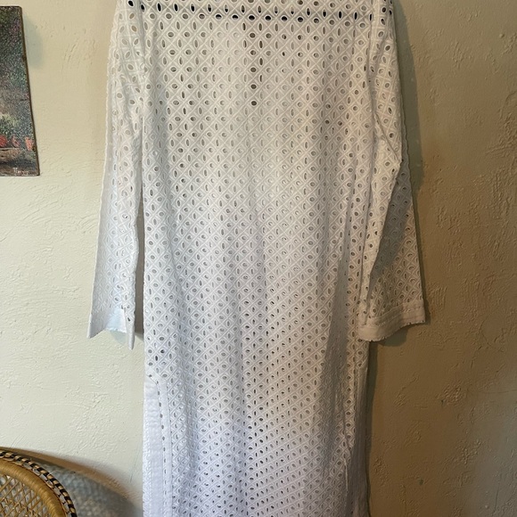 Tory Burch NWT Elegant White Eyelet Midi Length Tunic - Picture 8 of 10